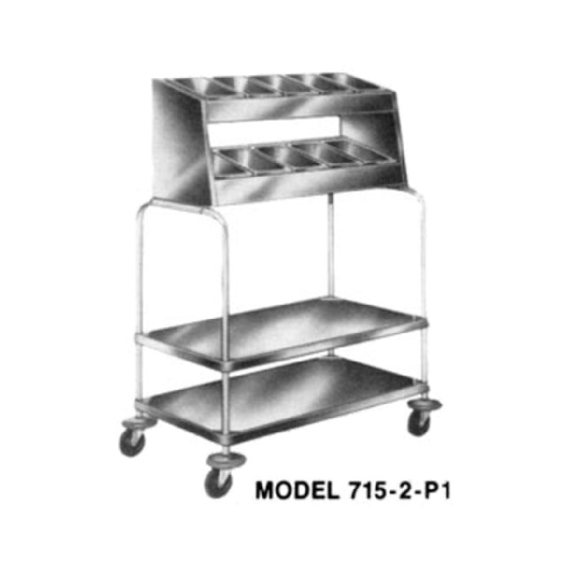 Dinex DXP7152P5 Tray & Silver Cart (2) Stack With (5) Pan Silver Dispenser Open Style