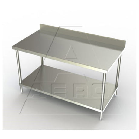 AERO Manufacturing 3TSB-30132 Delux™ Work Table 132"W X 30"D X 39"H 16/304 Stainless Steel Top Reinforced With (3) Galvanized Steel Box Channels