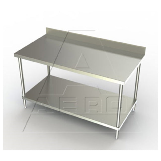 AERO Manufacturing 3TSB-2472 Delux™ Work Table 72"W X 24"D X 39"H 16/304 Stainless Steel Top Reinforced With (2) Galvanized Steel Box Channels