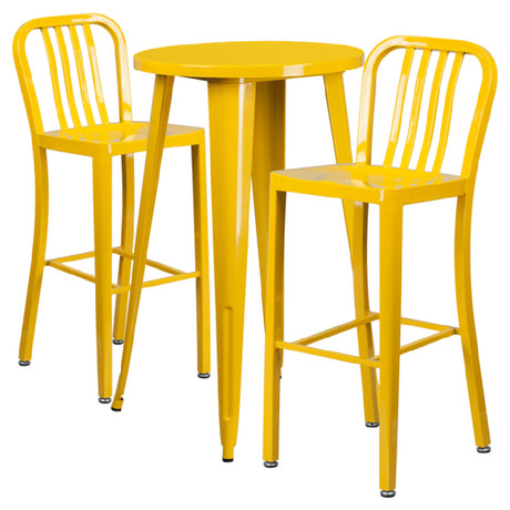 Flash Furniture CH-51080BH-2-30VRT-YL-GG Table And Bar Stool Set Includes (1) 24" Dia. X 41"H Table