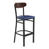 Flash Furniture XU-DG6V6BLV-WAL-GG Wright Bar Stool 500 Lb. Weight Capacity Blue Vinyl Upholstered Seat