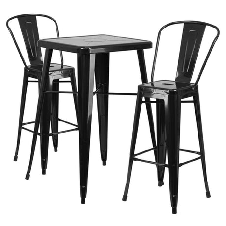 Flash Furniture CH-31330B-2-30GB-BK-GG Table And Bar Stool Set Includes (1) 27-3/4"W X 27-3/4"D X 40"H Table