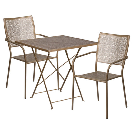 Flash Furniture CO-28SQF-02CHR2-GD-GG Patio Table Set Includes (1) Folding Table: 28"W X 28"D X 28-1/4"H