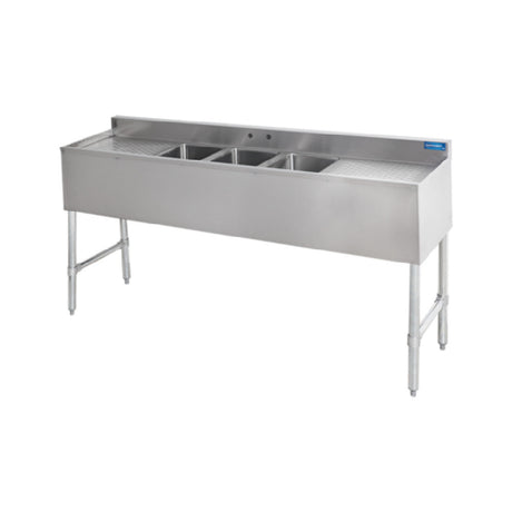 Sapphire Manufacturing SMBS-3D Underbar Sink Three Compartment 10"x14"x10" Compartments