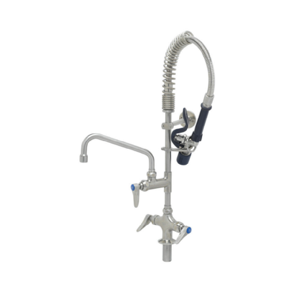 T&S Brass SMPM-2DLN-08 EverSteel Pre-Rinse Unit: Single Hole Stainless Steel Deck Mount Mixing Faucet