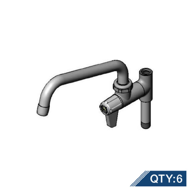 T&S Brass 5AFL08-PQ6 Equip Add-On Faucet With Quarter-Turn Ceramic Cartridge & 8" Swing Nozzle With Laminar Flow Device