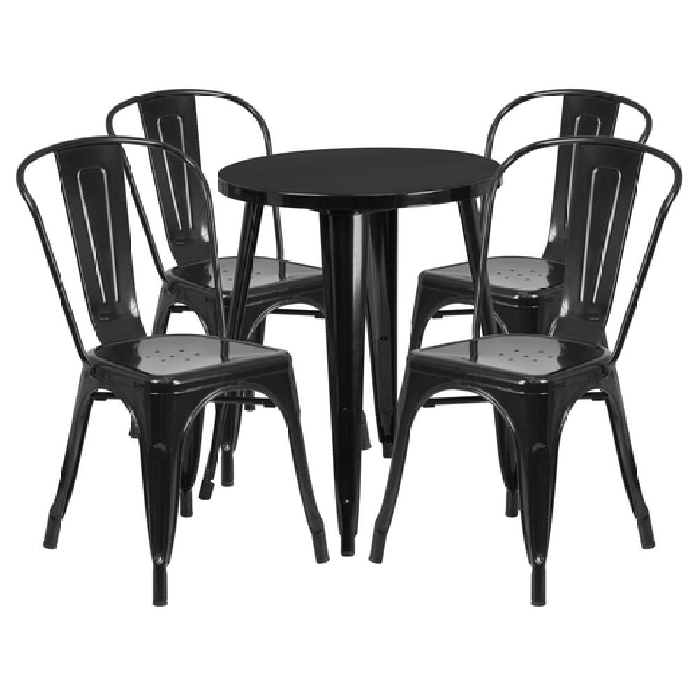 Flash Furniture CH-51080TH-4-18CAFE-BK-GG Table And Chair Set Includes (1) 24" Dia. X 29"H Table