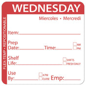 Hubert 59250 - Flex-Temp Food Rotation Label, "Wednesday", 2" X 2"