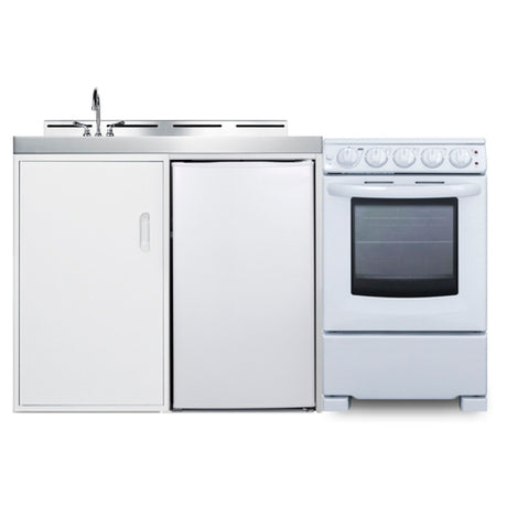 Summit ACK60ELSTW All-in-One Combo Kitchen 58.88"W X 23.5"D X 40"H One Piece Stainless Steel Top With Deep Drawn Sink