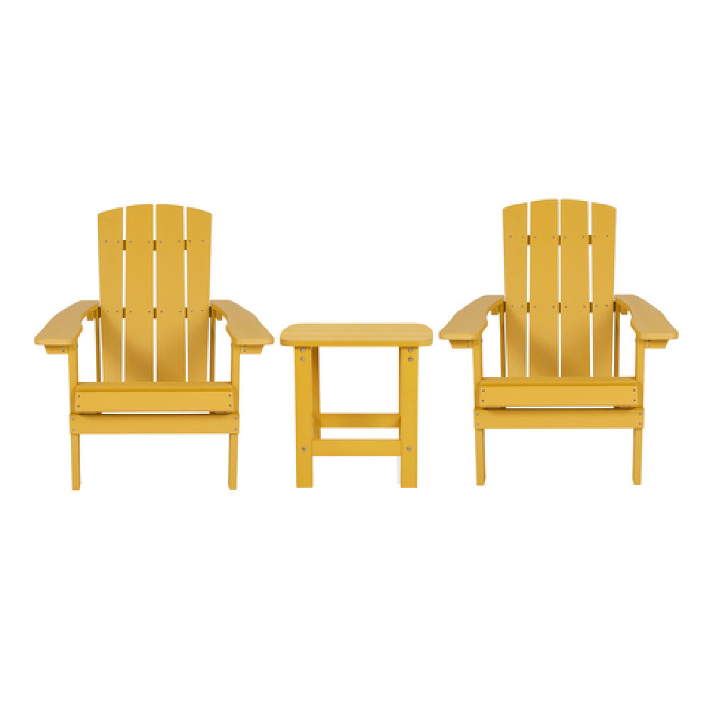 Flash Furniture JJ-C14501-2-T14001-YLW-GG Adirondack Chairs With Side Table (2) Chairs