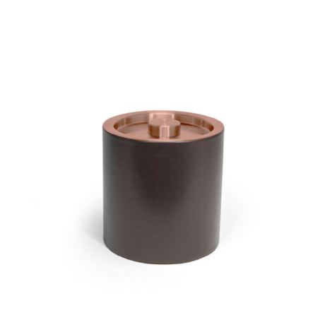 FOH RIB074BRL21 3.5qt Round London Ice Bucket Brown With Rose Gold Lid Includes One RIB017BRL21-BTM 3.5qt Round London Ice Bucket Base Brown
