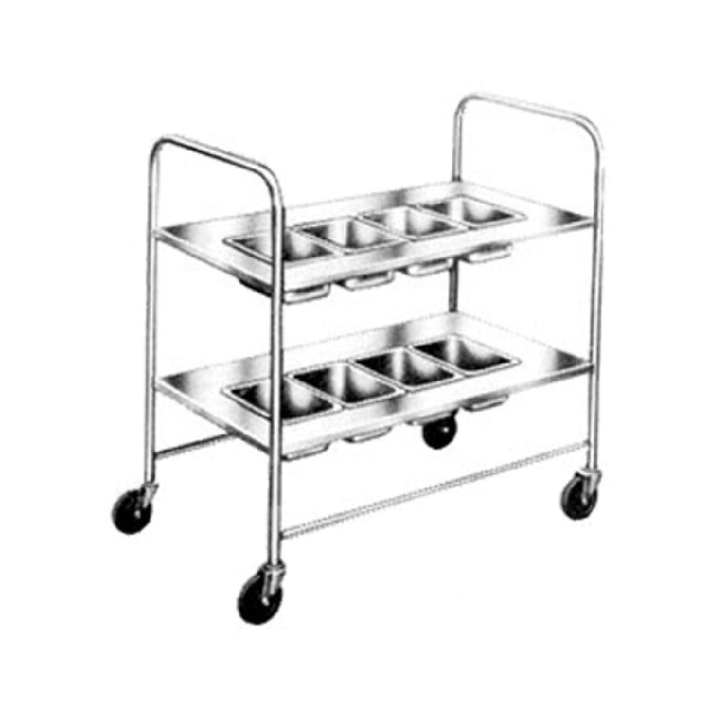 Dinex DXP718 Silverware Cart (4) Pans On Top Shelf Solid Lower Shelf