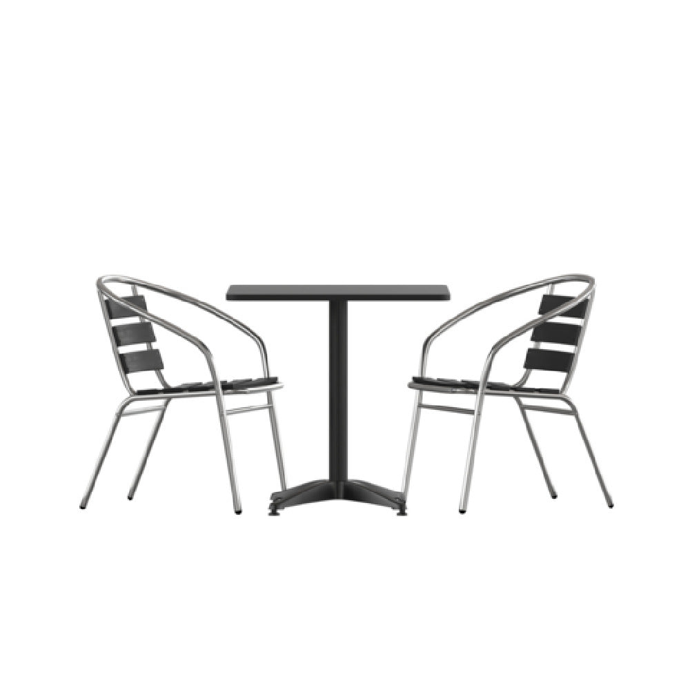 Flash Furniture TLH-ALUM-28SQ-017BK2-GG Lila Table & Seat Set 27-1/2" X 27-1/2" Square Metal Table