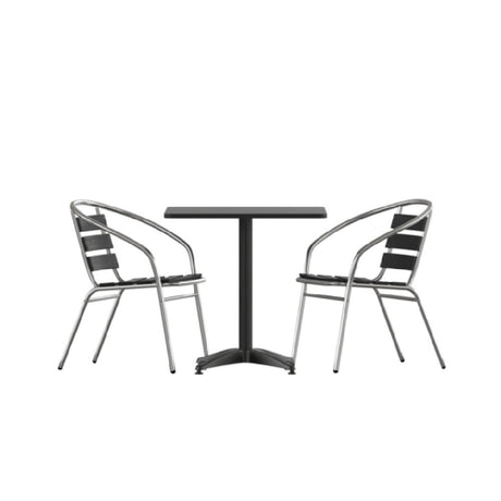 Flash Furniture TLH-ALUM-28SQ-017BK2-GG Lila Table & Seat Set 27-1/2" X 27-1/2" Square Metal Table