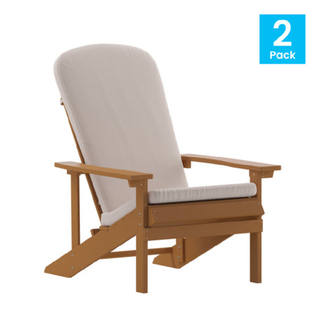 Flash Furniture 2-JJ-C14501-CSNCR-TEAK-GG Charlestown Adirondack Chair All-weather Poly Resin Wood