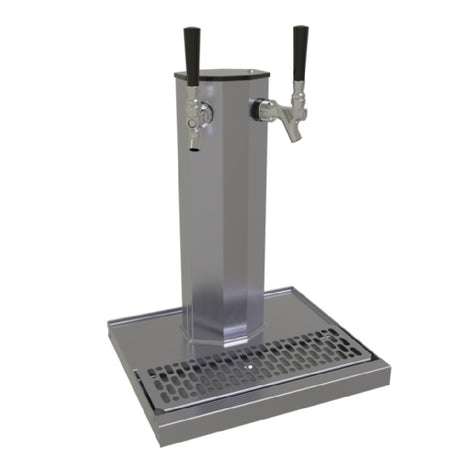 Glastender CT-2-SSR Column Draft Dispensing Tower Countertop (2) Stainless Steel Faucets (handles Not Included)