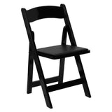 Flash Furniture XF-2902-BK-WOOD-GG Hercules Series Folding Chair Lightweight Black Padded Vinyl Upholstered Seat