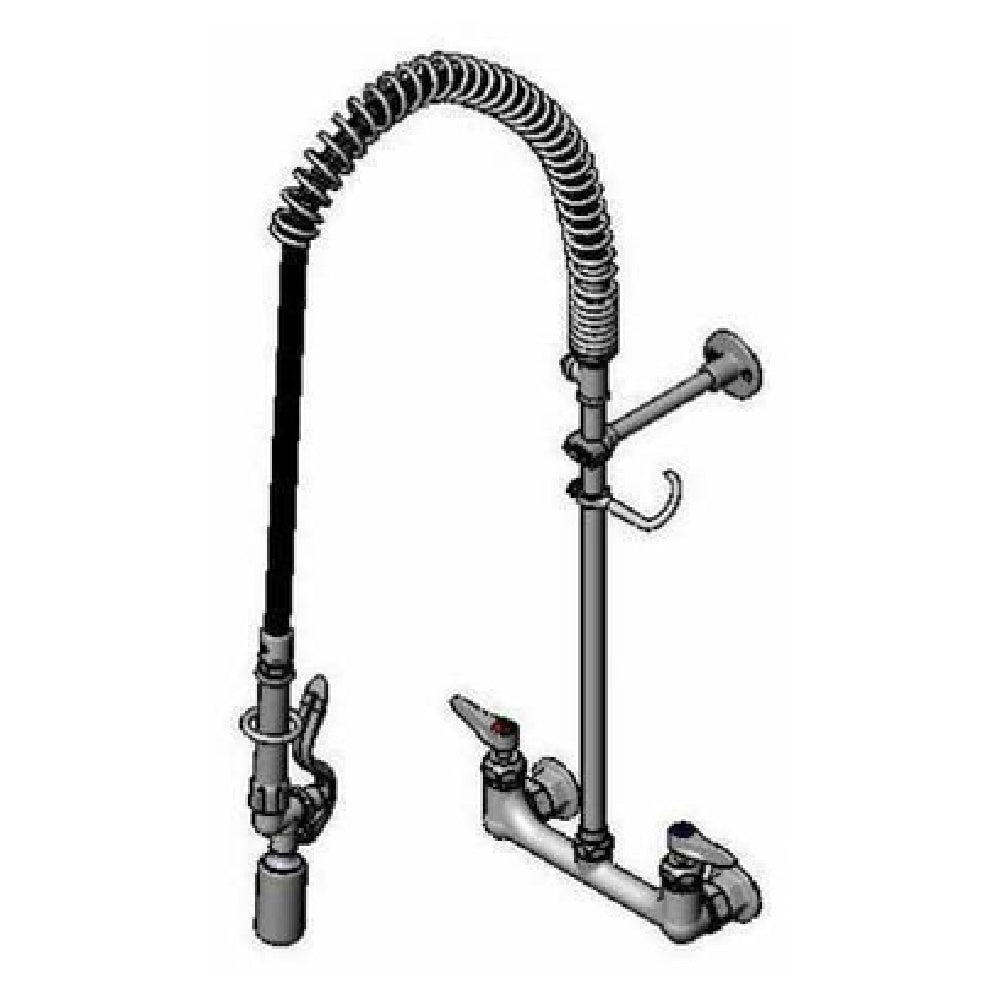 T&S Brass B-0133-CR-BC-T EasyInstall Pre-Rinse Unit 8" Wall Mount Quarter-turn Cerama Cartridges With Check Valves