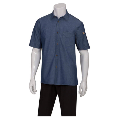 Chef Works SKS002-IBL-L Men's Detroit Shirt Hybrid Style Short Sleeves