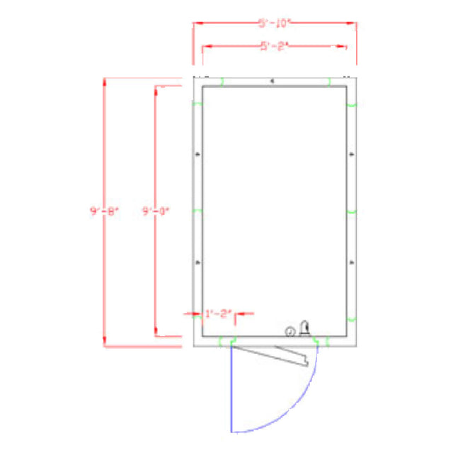 American Panel 6X10C-I Walk-In Cooler 7'-3-3/4" H X 5'-10" W X 9'-8" D Indoor