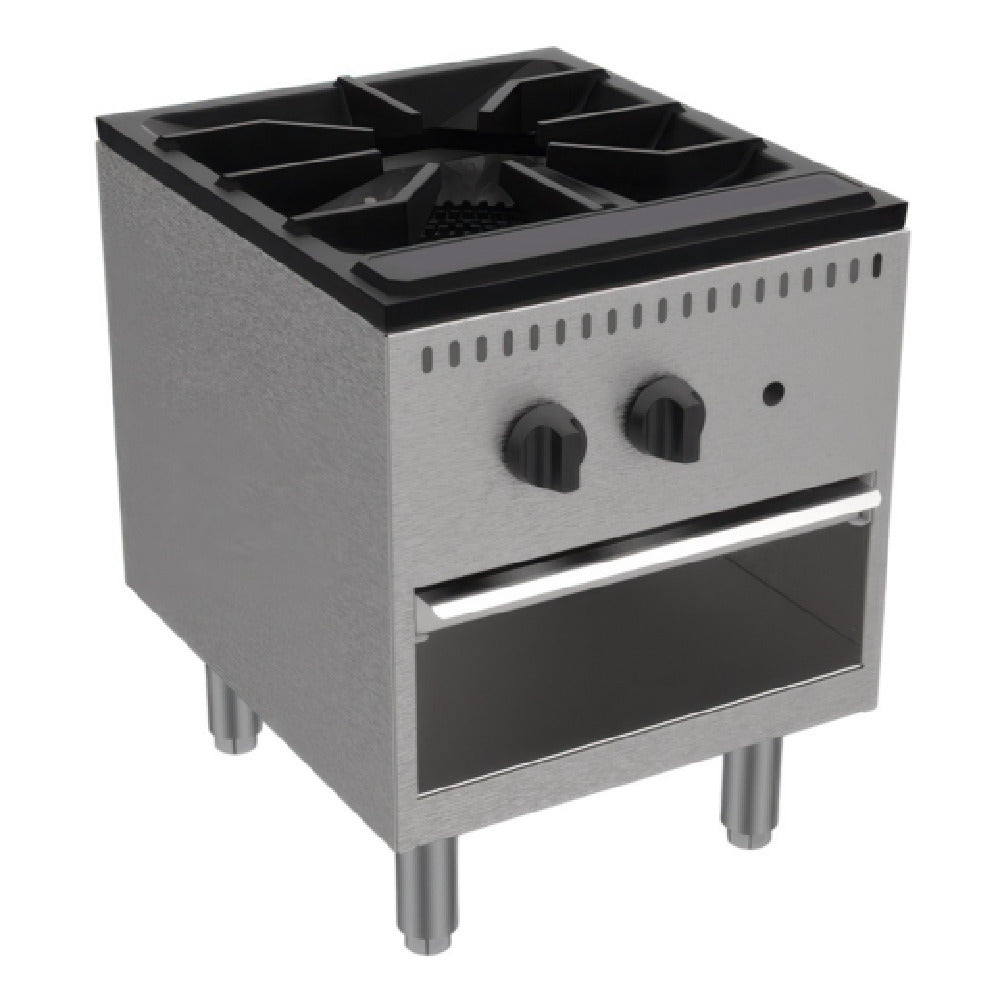 Serv-Ware SSSP-1-SA - Serv-Ware - Gas Cooking - Single Stock Pot Stove - Natural Gas - Dimensions: 18" W X 24.6" D X 20.4" H - BTU/H: 110,000 (NG) / 85,000 (LP) Per Burner - # Of Burners: 1 - Gas Line: 3/4 - W.C. For Natural Gas: 4 In. - W.C. For LP: 10 In. - Warranty: 1 Year