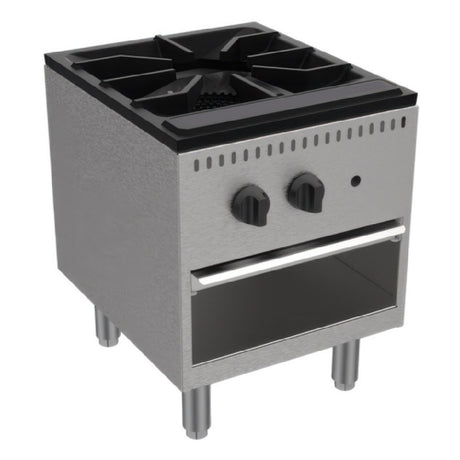 Serv-Ware SSSP-1-SA - Serv-Ware - Gas Cooking - Single Stock Pot Stove - Natural Gas - Dimensions: 18" W X 24.6" D X 20.4" H - BTU/H: 110,000 (NG) / 85,000 (LP) Per Burner - # Of Burners: 1 - Gas Line: 3/4 - W.C. For Natural Gas: 4 In. - W.C. For LP: 10 In. - Warranty: 1 Year