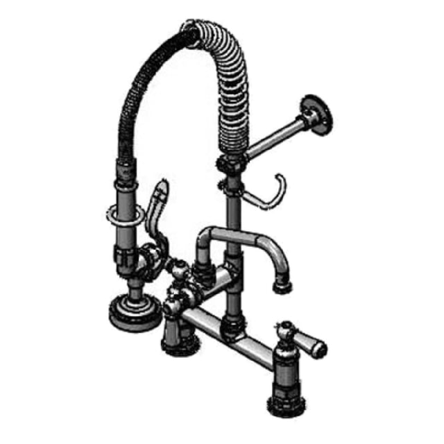 T&S Brass MPZ-8DCN-06 Mini Pre-Rinse Unit 8" Deck Mount Base Faucet Compact Spring & Flex Hose