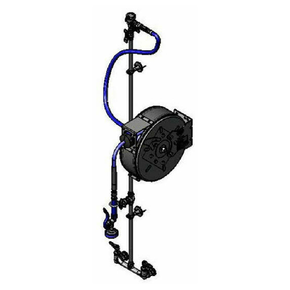 T&S Brass B-7222-C01XS1E Hose Reel Assembly Enclosed 3/8" X 30 Ft. Hose With High Flow Blue Spray Valve With Swivel (EB-0107)