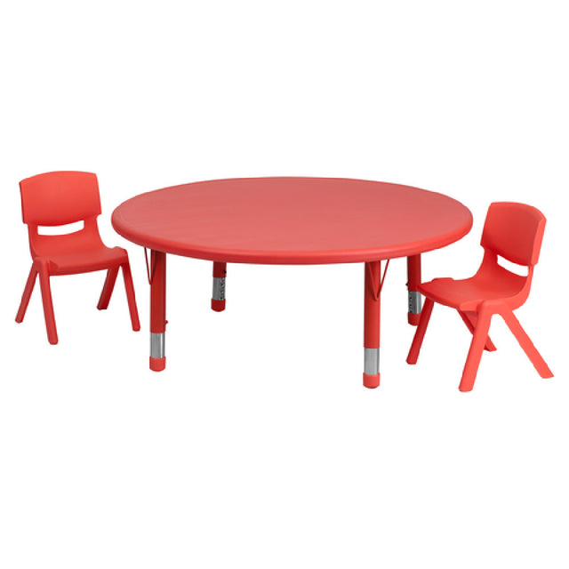 Flash Furniture YU-YCX-0053-2-ROUND-TBL-RED-R-GG Preschool Activity Table Set Includes (1) Table: 45" Dia. X 14-1/2" 23-3/4" Adjustable Height