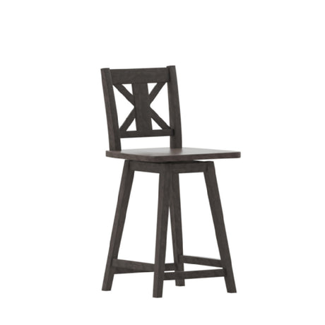 Flash Furniture ES-G1-24-GY-GG Gwendolyn Modern Farmhouse Swivel Counter Height Bar Stool