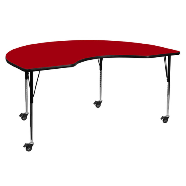 Flash Furniture XU-A4872-KIDNY-RED-T-A-CAS-GG Activity Table 72"W X 48"D X 22-1/4" To 30-2/5" Adjustable Height