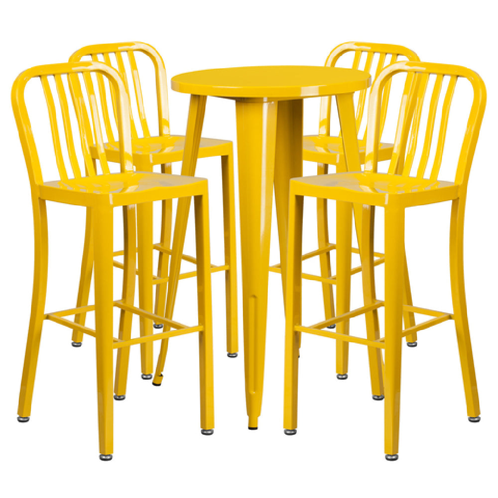 Flash Furniture CH-51080BH-4-30VRT-YL-GG Table And Bar Stool Set Includes (1) 24" Dia. X 41"H Table