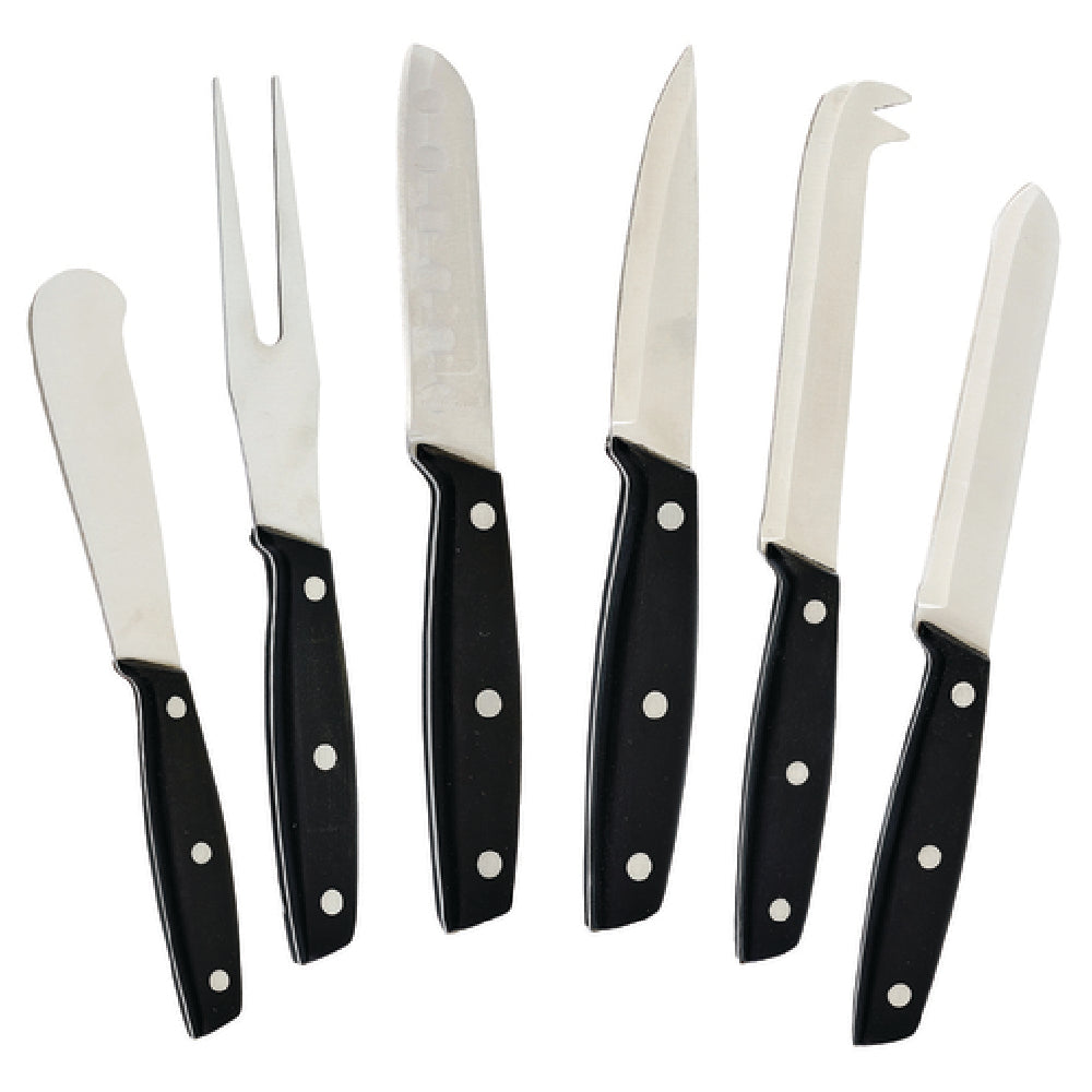 Winco KCS-6 Cheese Knife Set With POM Handles Stainless Steel Blades