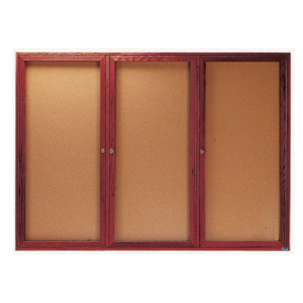 Aarco CBC4872-3R Red Oak Bulletin Board 72"W X 48"H Enclosed