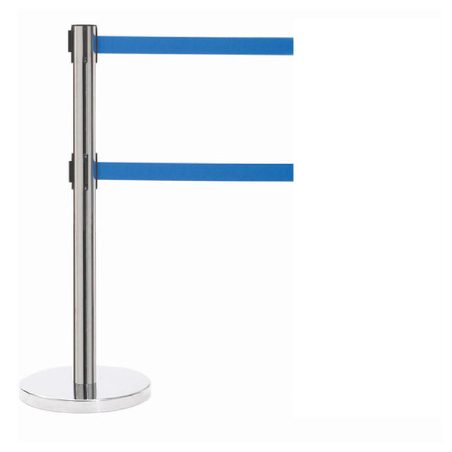 Aarco HC-27BL HC-27BL Form-A-Line™ System Dual Retractable Belt Style Has A Polished Chrome Finish