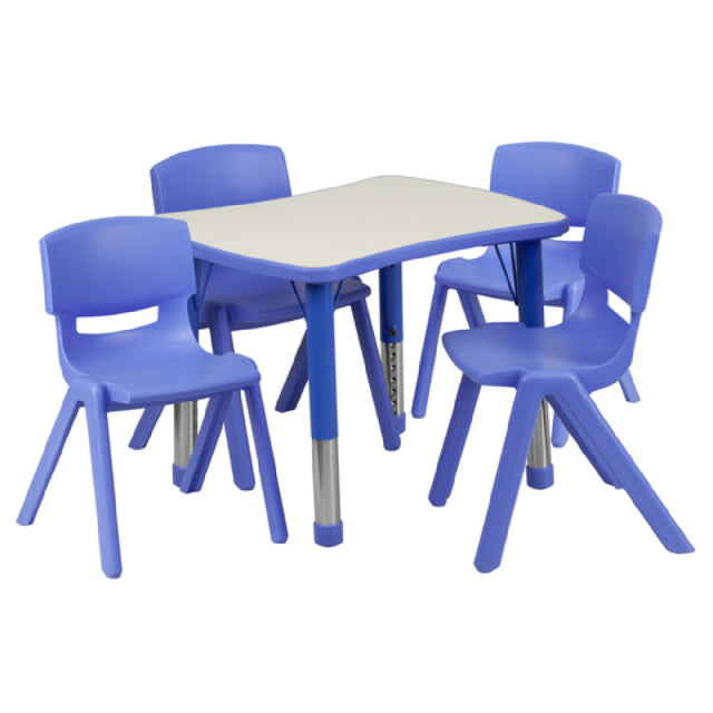 Flash Furniture YU-YCY-098-0034-RECT-TBL-BLUE-GG Preschool Activity Table Set Includes (1) Table: 26-5/8"W X 21-7/8"D X 14-1/2" 23-3/4" Adjustable Height