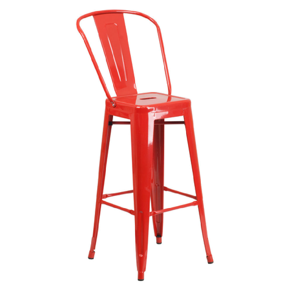 Flash Furniture CH-31320-30GB-RED-GG Bar Stool 500 Lb. Weight Capacity Curved Back With Vertical Slat