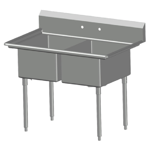 SPG 2N2028 - Universal Stainless Sink, Two Compartment, 28" Front-to-back X 20" Wide Sink Compartment