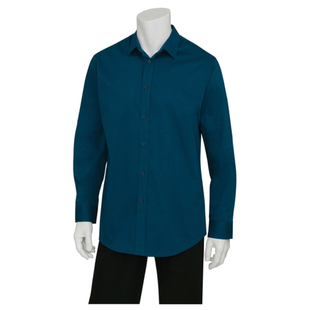 Chef Works SLMNP009-BLU-S Men's Dress Shirt Stretches Long Sleeves