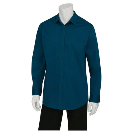 Chef Works SLMNP009-BLU-3XL Men's Dress Shirt Stretches Long Sleeves