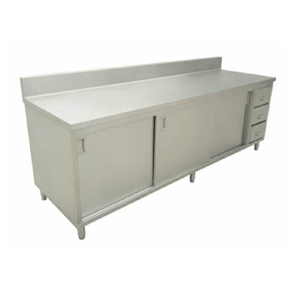 Omcan 43485 (43485) Work Table Cabinet Base With Sliding Doors & (3) Drawers