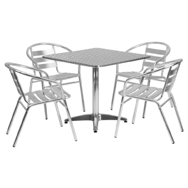 Flash Furniture TLH-ALUM-32SQ-017BCHR4-GG Table & Chair Set Includes (1) 31-1/2"W X 31-1/2"D X 27-1/2"H Table