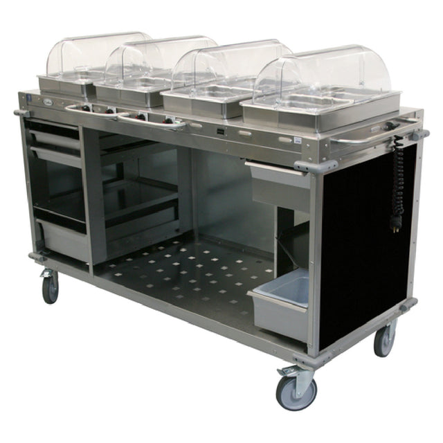 Cadco CBC-HHHH-L6 MobileServ® Mobile Hot Buffet Cart (4) Hot Full Size Buffet Servers