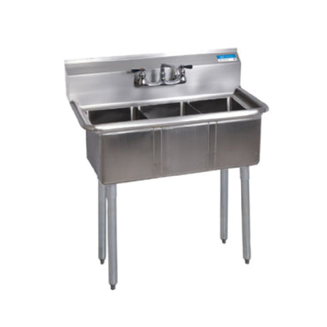 BK Resources BKS-3-1014-10 Convenience Store Sink Three Compartment 35-1/2"W X 19-13/16"D X 39-3/4"H Overall Size