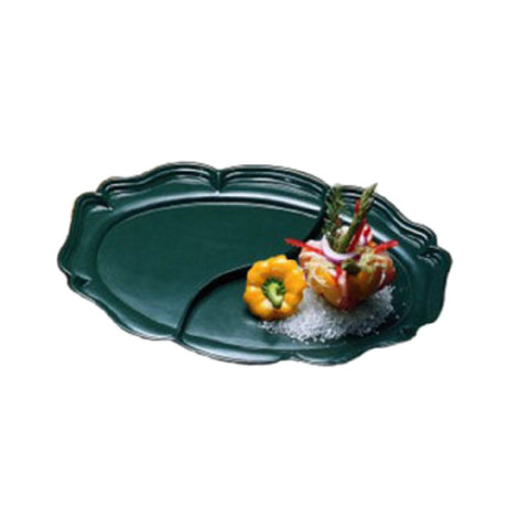 Bon Chef 2028DRED Queen Anne Divided Platter 14-3/4" X 20" Aluminum With Ceramic-look Coating