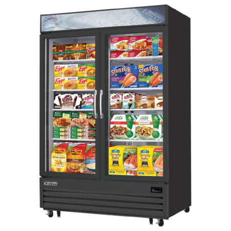 Everest Refrigeration EMGF48B Reach-In Glass Door Merchandiser Freezer Two-section