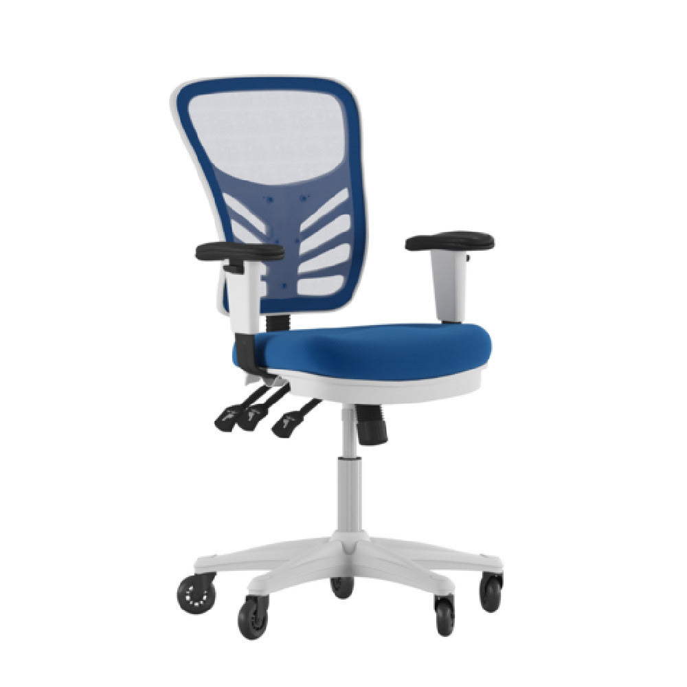 Flash Furniture HL-0001-WH-BLUE-RLB-GG Nicholas Swivel Task Chair 37" To 44-1/4" Adjustable Height