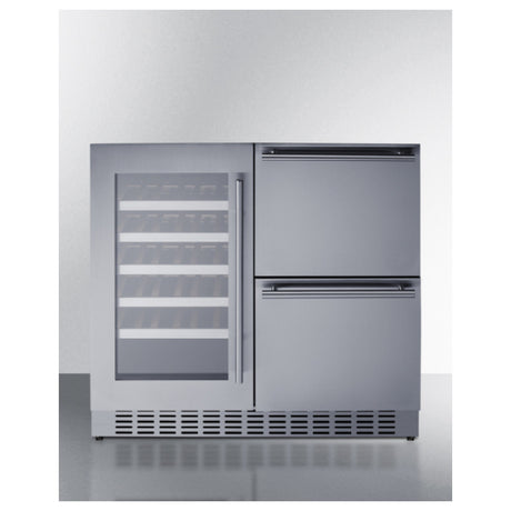 Summit SWCDAR36UC - Combination Wine Cellar & 2-Drawer Refrigerator, 36" Wide, Built-in