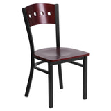 Flash Furniture XU-DG-6Y1B-MAH-MTL-GG Hercules Series Restaurant Chair Mahogany Finish Plywood Back With (4) Square Cutouts