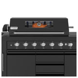 Koolmore KM-OKS-BQHUB-BK - Outdoor Kitchen Island, 103"W X 25"D X 47-3/5"H, (6) 12000 And (2) 15000 BTU Infrared Back Burner